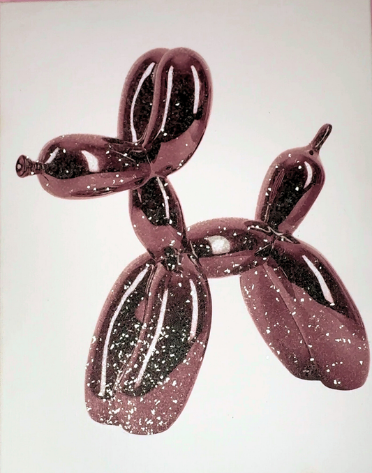Metallic Pink Balloon Dog Glitter Canvas Art Print
