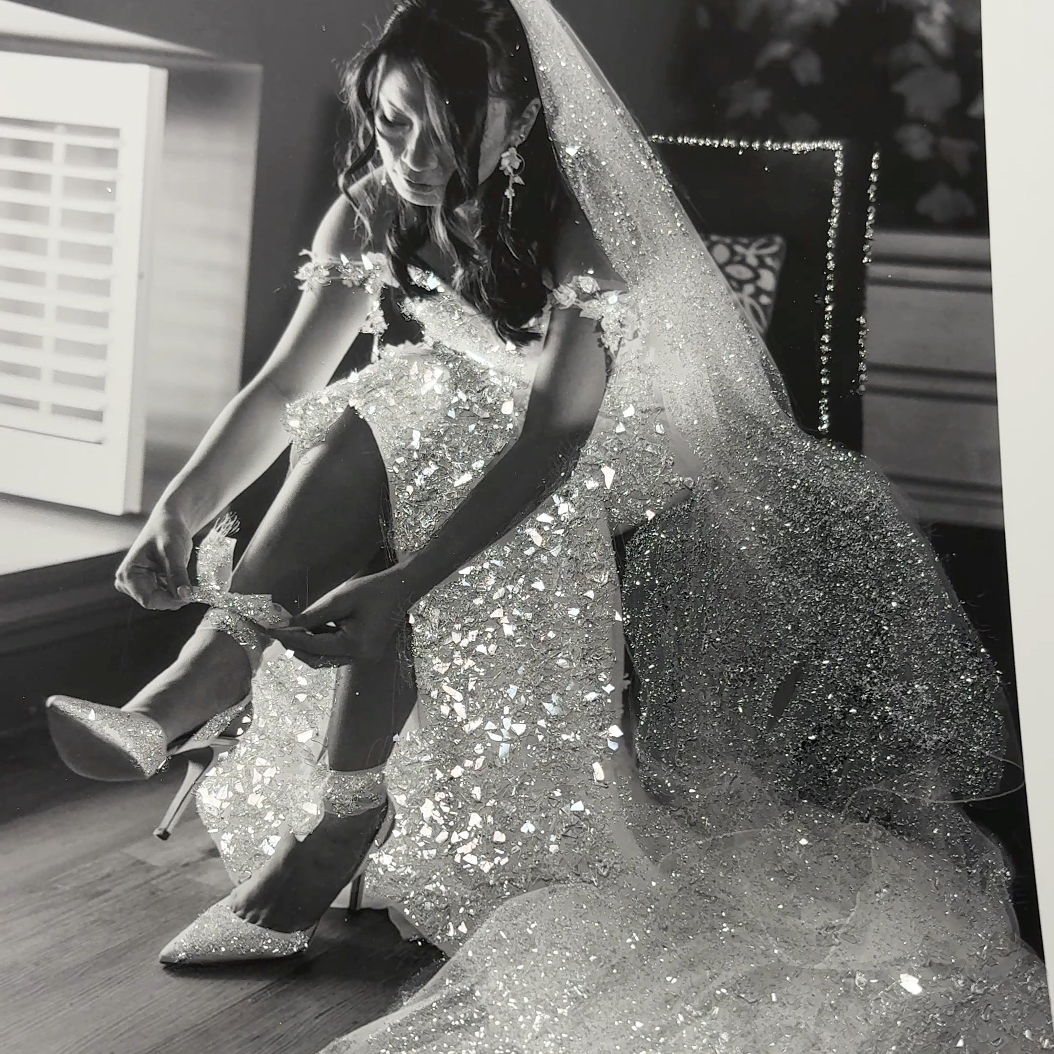 Black & White Sparkly Glitter Photo Art Print