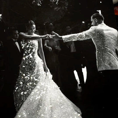 Elegant Sparkly Glitter Wedding or Engagement Photo Art Print