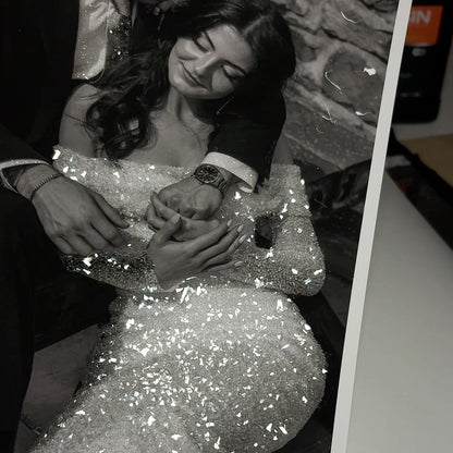 Elegant Sparkly Glitter Wedding or Engagement Photo Art Print