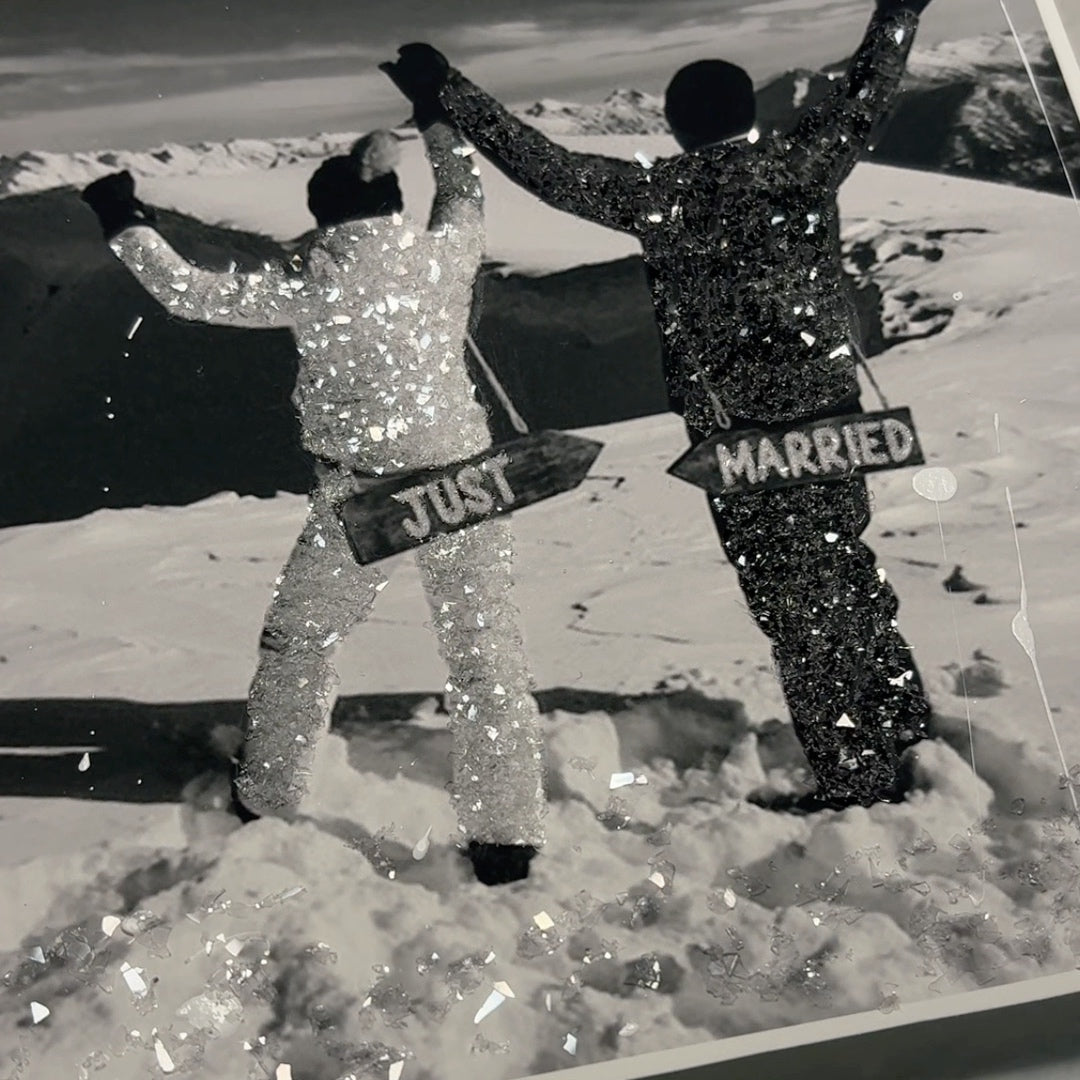 Elegant Black & White Sparkly Glitter Photo Art Print