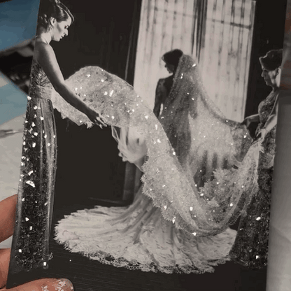 Elegant Black & White Sparkly Glitter Photo Art Print