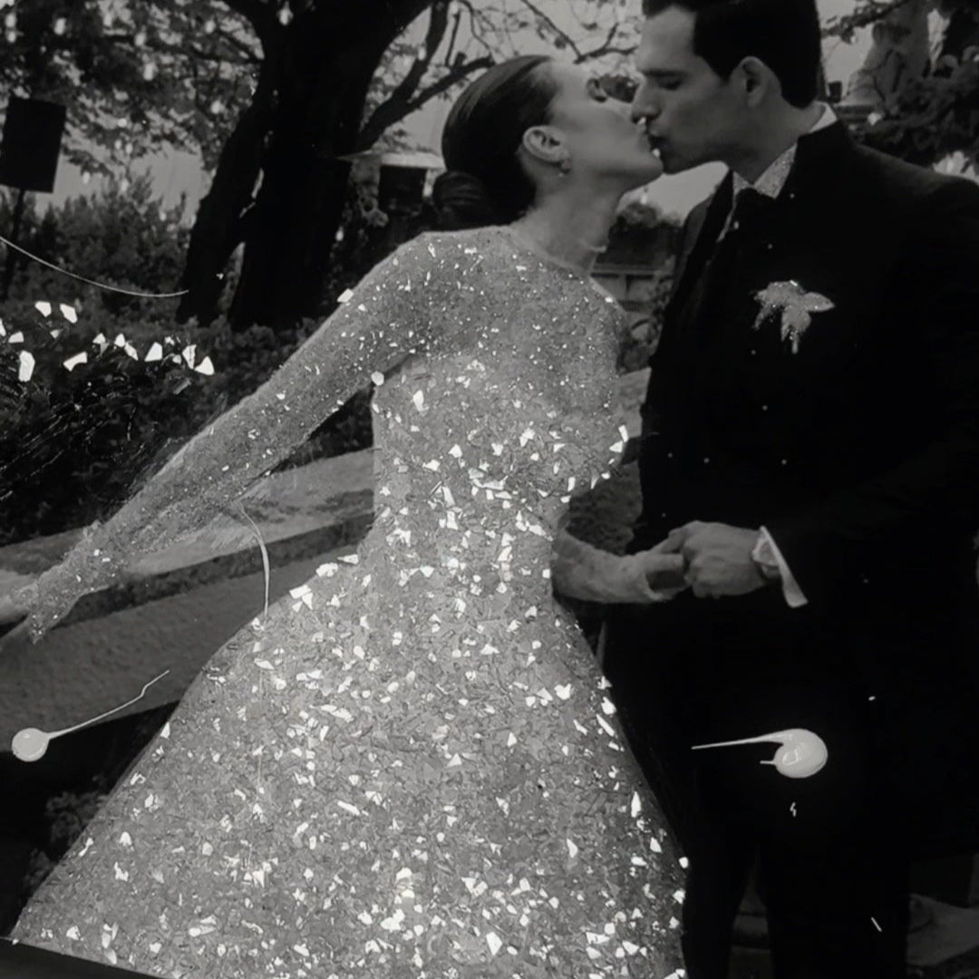 Elegant Black & White Sparkly Glitter Photo Art Print